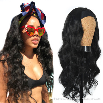 22inch Headband Wig Full Machine Headband Synthetic Hair Wigs Natural Black Glueless Bone Body Wave Synthetic Hair Wig